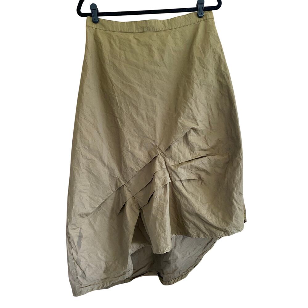Stella Carakasi Olive Angle Hem Gathered Midi Skirt Size Medium